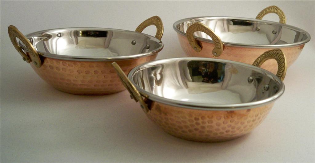 copper bottom kadhais with stainless steel interior