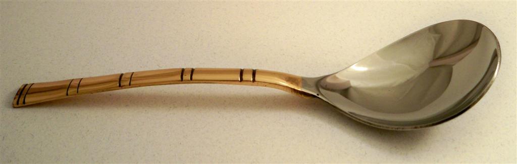 stainless steel serving spoon with copper handle