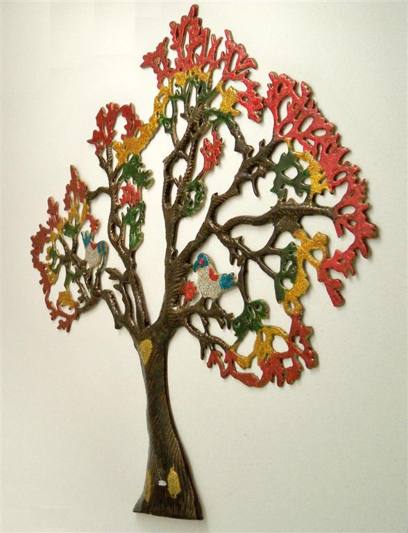 decorative colorful tree with birds copper