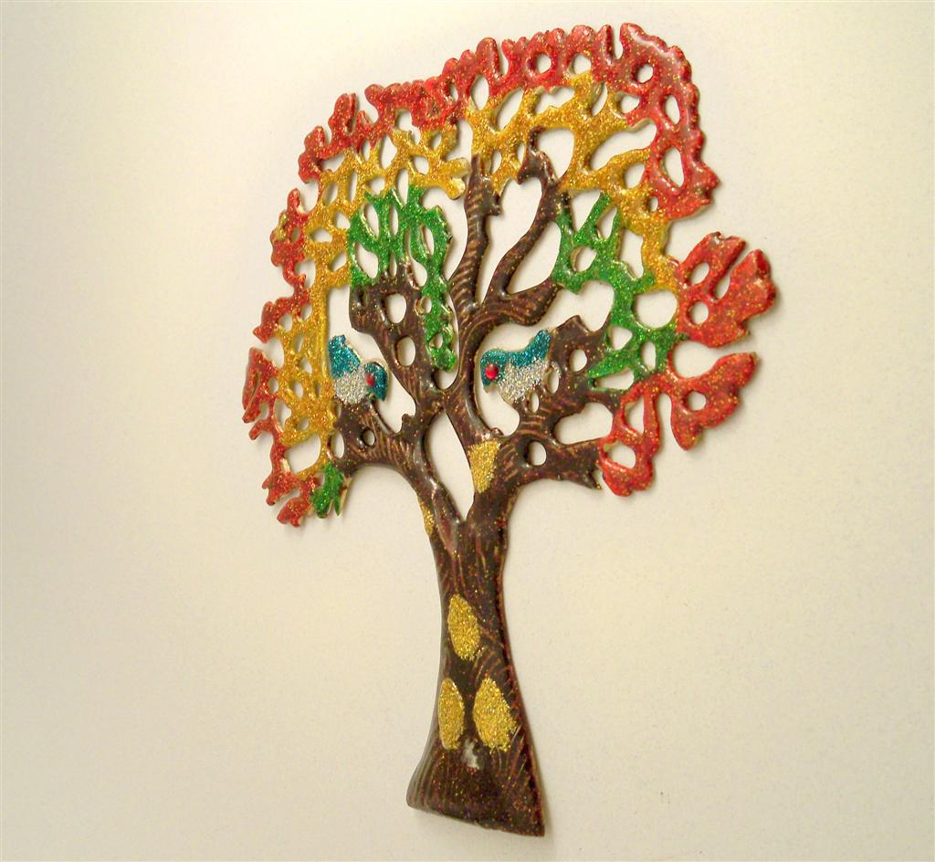 decorative colorful tree with birds copper